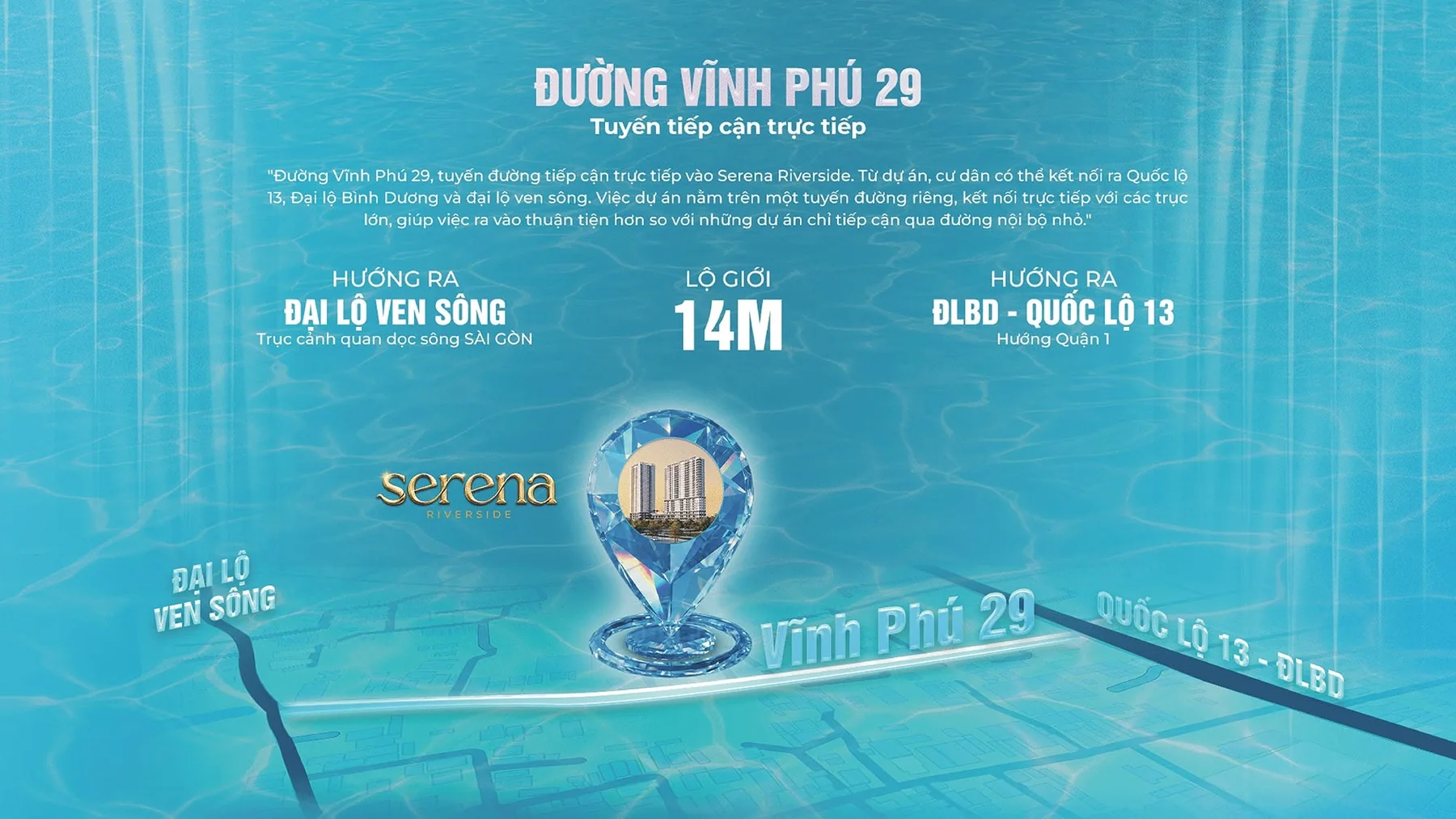 Đường Vĩnh Phú 29 - tuyến tiếp cận trực tiếp Serena Riverside